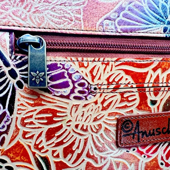 NWT Anuschka Tooled Embossed Leather Crossbody with Adjustable Strap - Butterfly - Picture 12 of 15